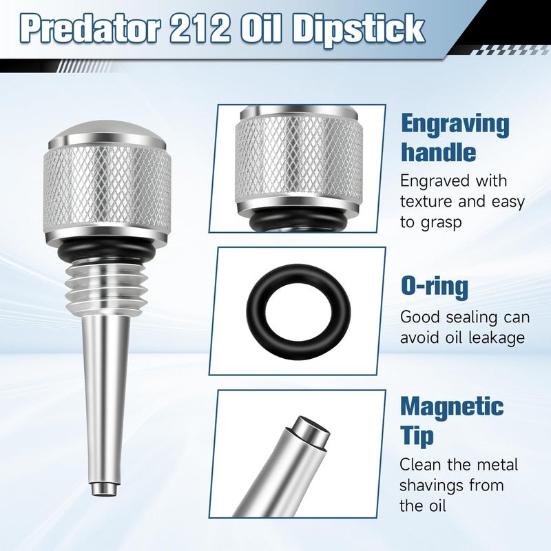 XIKOBY 55201 Magnetic Oil Dipstick Compatible with Westing-House Power-Horse Inverter Generator Predator 212 196cc Engine Coleman CT200U BT200X Mini Bike Replacement Parts (Silver, Red, Black) - Image 2